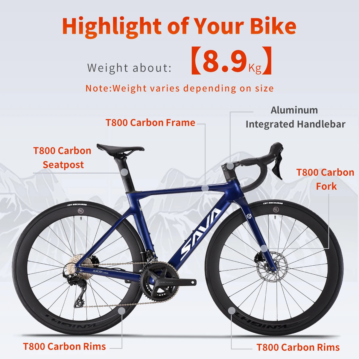 SAVA A7L Pro Carbon Fiber Road Bike, 700C Adult Racing Model, Equipped with Shimano 105 R7120 Groupset, 24-Speed Hydraulic Brake GlowCart