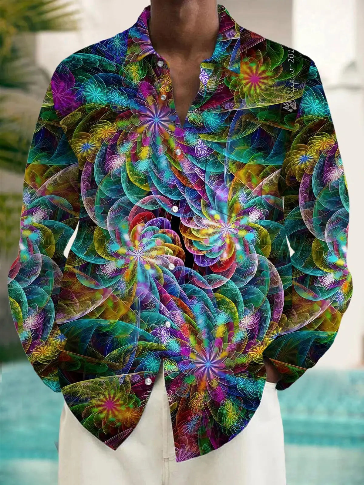 Men's shirts, button down shirts, casual shirts, spring and summer, printed long sleeves, daily, fashionable, comfortable GlowCart