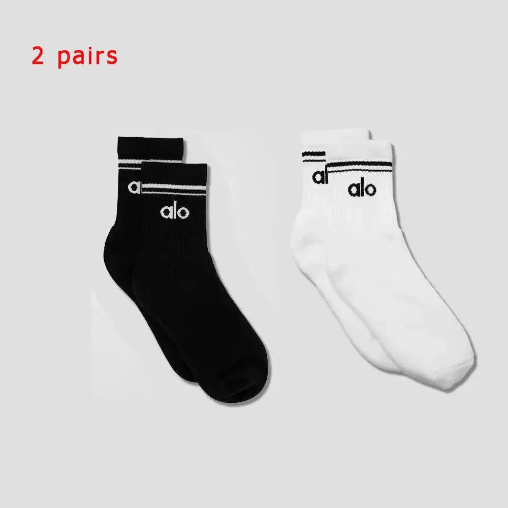 Knit Yoga Socks Women Four Seasons Retro Cotton Comfortable Colorful Middle Length Sports Fitness Long Socks for Yoga Pilates GlowCart