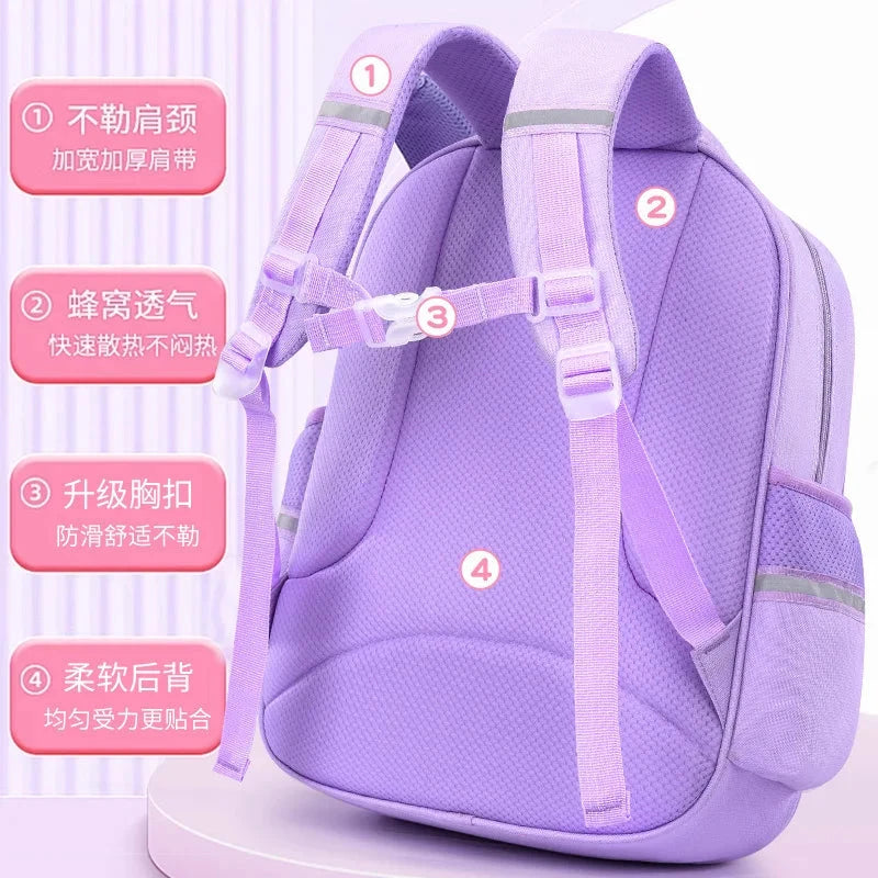 Pupil Schoolbag Backpack Lightweight Student Large Capacity Children's Cute Bags Cinnamoroll  Kuromi Sanrio My Melody Child GlowCart
