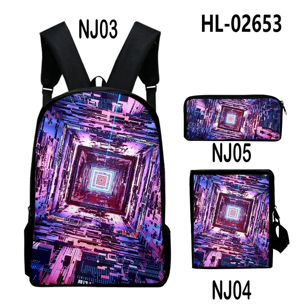 Fashion Youthful Technology style 3D Print 3pcs/Set Student GlowCart