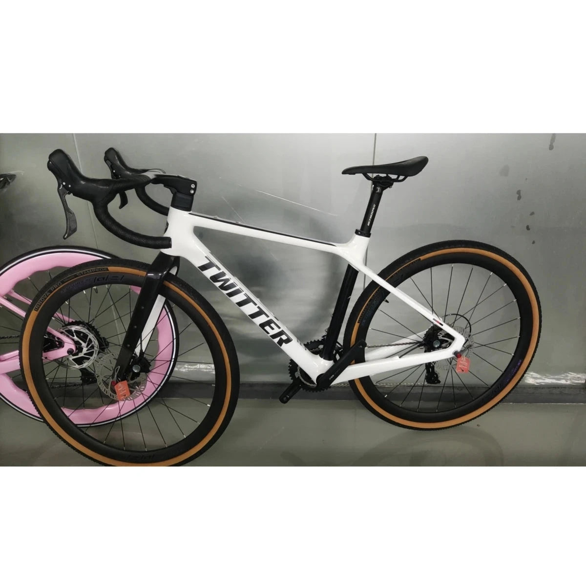 GRAVEL X Carbon Fiber Twitter Gravel Bike Gravel V1 Carbon Fiber Road Bicycle 24 Speed Hydraulic Disc Brake Hidden Cable 40C GlowCart