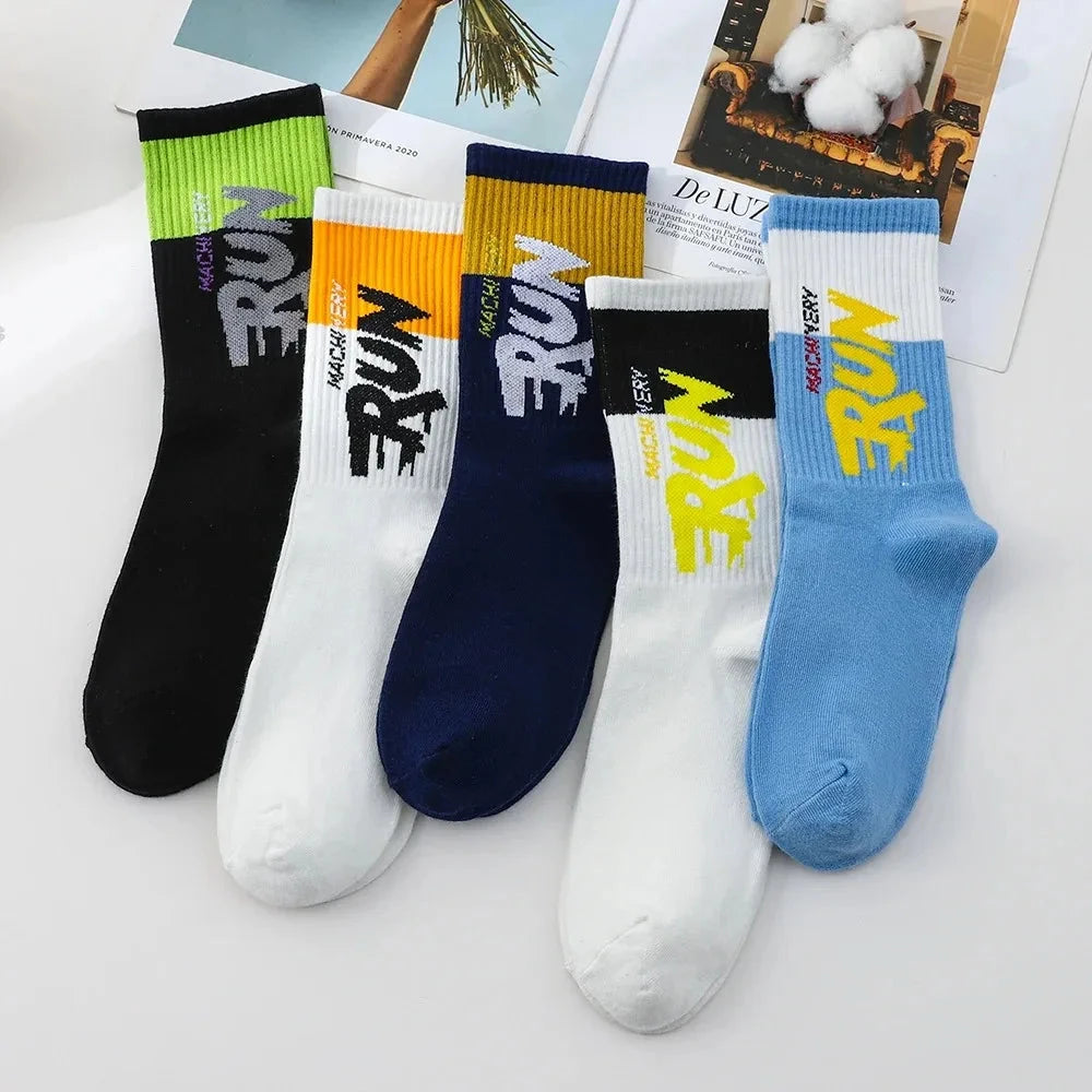 5Pairs/Lot Organic Cotton Men Socks Running Sports Socks Skateboard Casual Fashion Basketball Socks Fitness Breathable socks man GlowCart