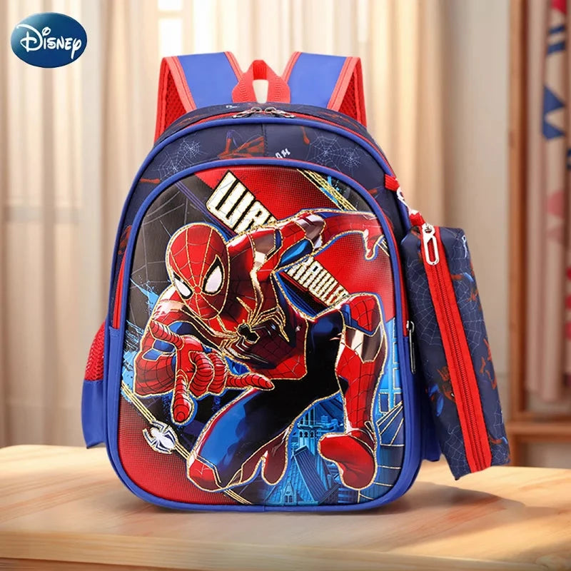 Disney Spiderman Unisex Backpacks Large Capacity Gilding Print Schoolbag For Children's Gifts With Pen Case GlowCart