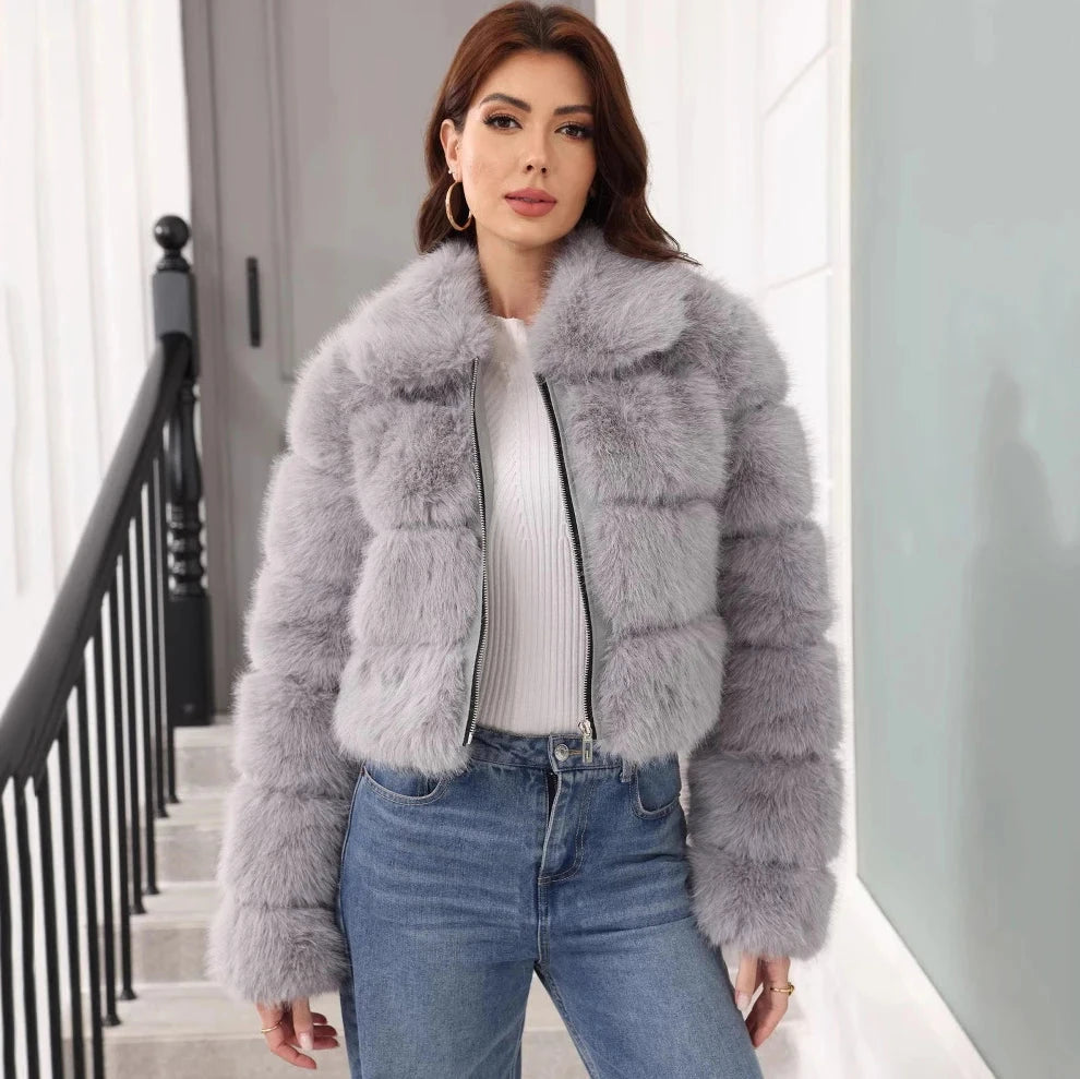 2025 Winter Faux Fur Coat Woman Women's Coats Plush Female GlowCart