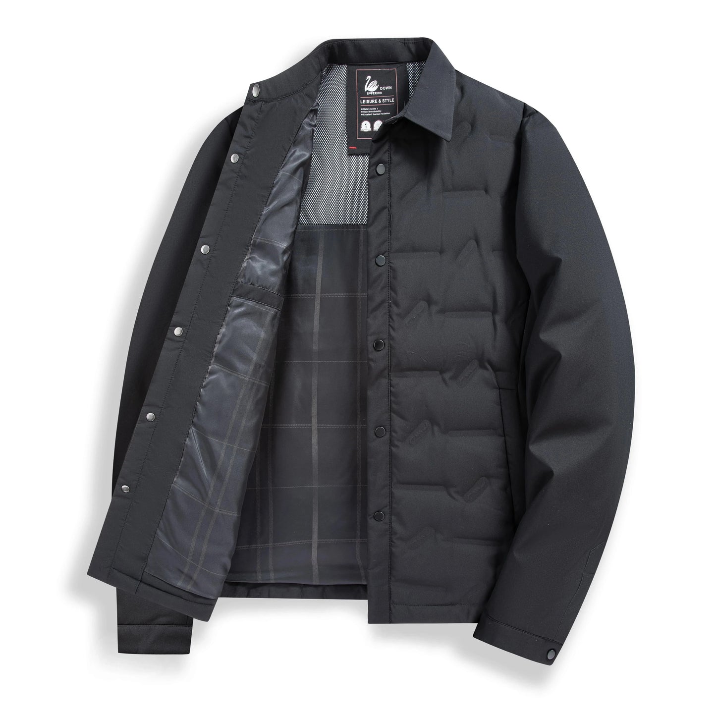 Mens Lightweight Down Jacket Autumn Winter Warm Hooded Stand GlowCart