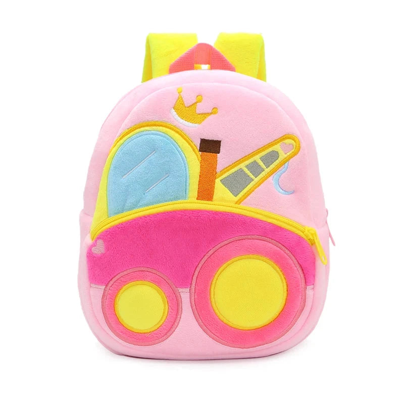 2-4 years old kids engineering backpack cartoon excavator backpack plush kids small school bag toy backpack GlowCart