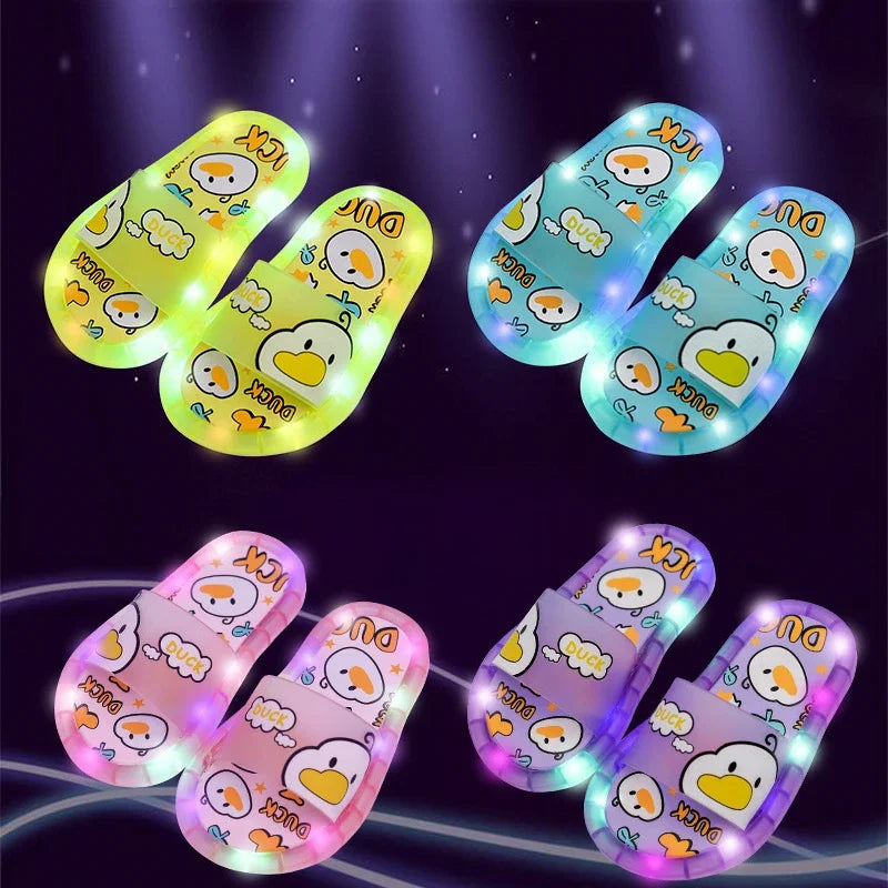 New Cute Luminous Kids Slippers Crystal Shoes Sparkling Lights Boys Girls Will Cartoon Glowing Cute Baby Cool Indoor Outdoor GlowCart