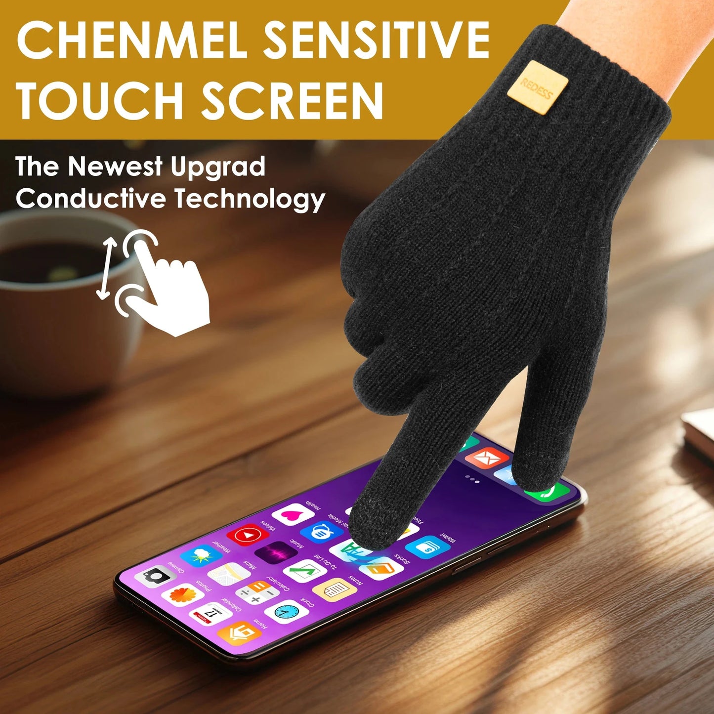 Winter warm gloves, with inner lining and thickened padding, GlowCart