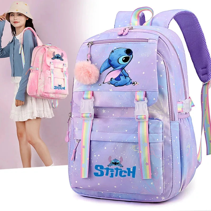 Cartoon Lilo Stitch Printed Backpack Teenger Girl Boy Schoolbag Kawaii Student Children Schoolbag Laptop Bookbag Travel Bag GlowCart