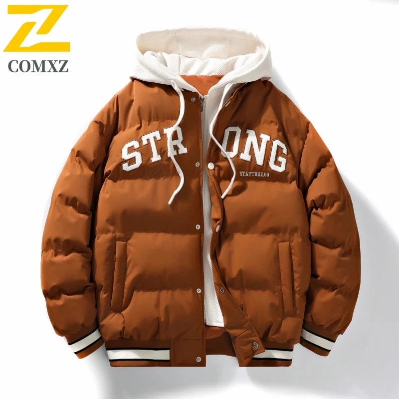 Men Down Cotton Jacket Autumn Winter New Fashion Color Block GlowCart