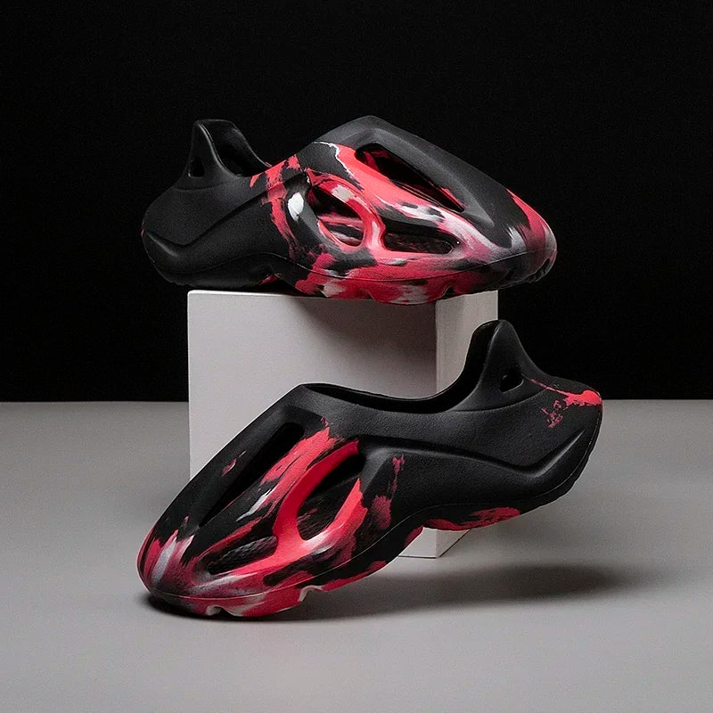 Men's and Women's Slippers Summer Beach Hole Shoes Outdoor Anti Slip Lace Up Dyeing Designer Personalized Hollow Shoes 2025 New GlowCart