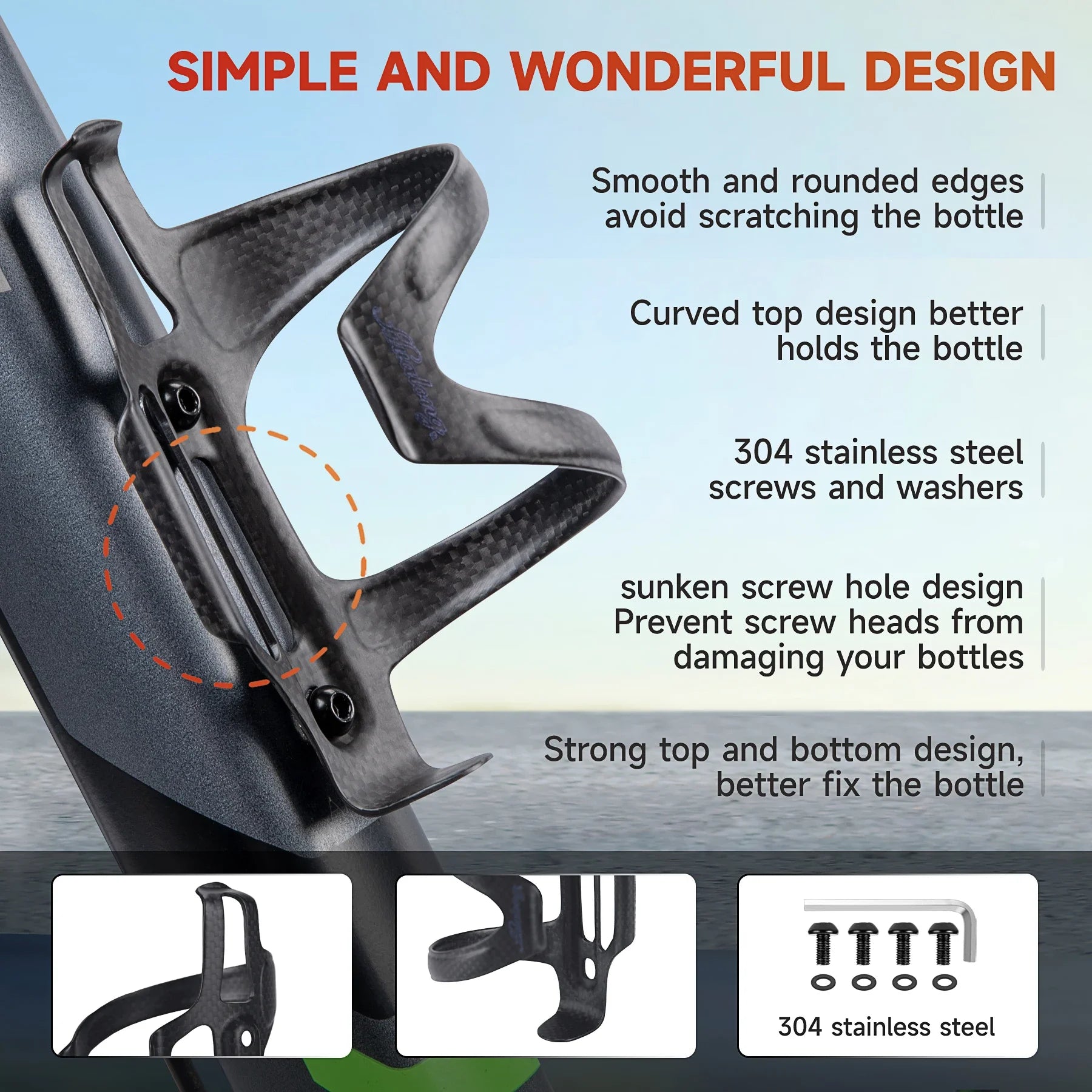 KOCEVLO Bottle Holder Carbon Fibre Bicycle Bottle Cage Side opening Mountain Rode Bike Lightweight Cycling Equipment GlowCart