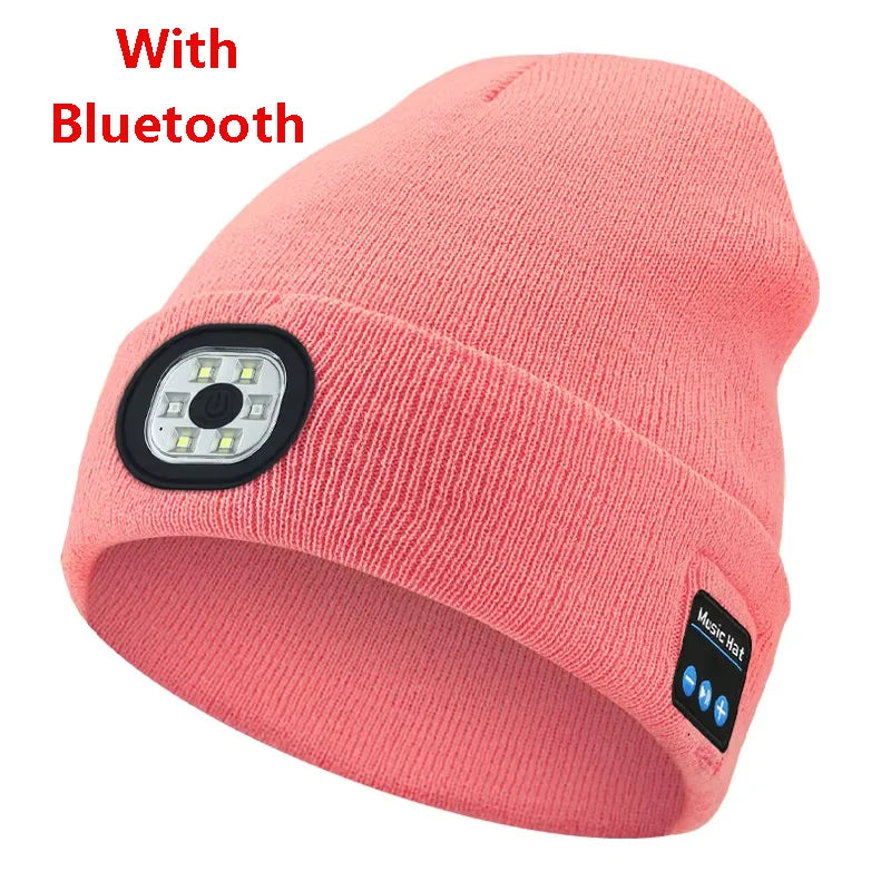 Can be equipped with Wireless Bluetooth music knitted hat new outdoorledlighting rechargeable detachable luminous sleeve cap GlowCart