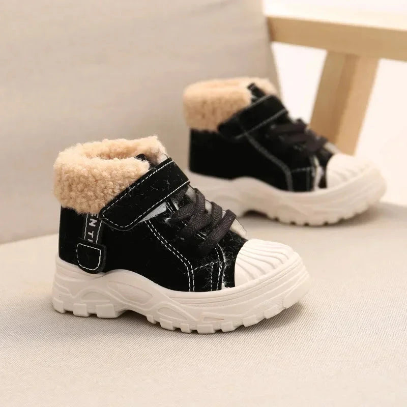 2021 Children Warm Boots Winter New Boys Plus Thicken Velvet Cotton Shoes Girls Waterproof Short Boots Baby Cotton Boots GlowCart