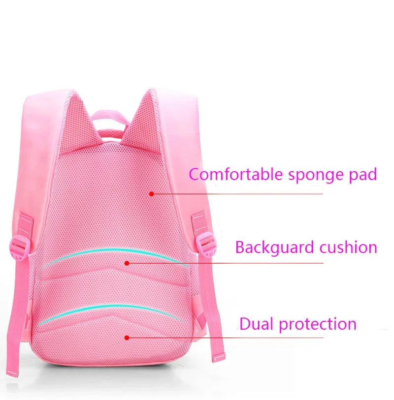 Children Backpack Pink Cute Cat Kindergarten Kid School Bag Backpack Girl Student Teenagers Waterproof Primary Bookbag SchoolBag GlowCart