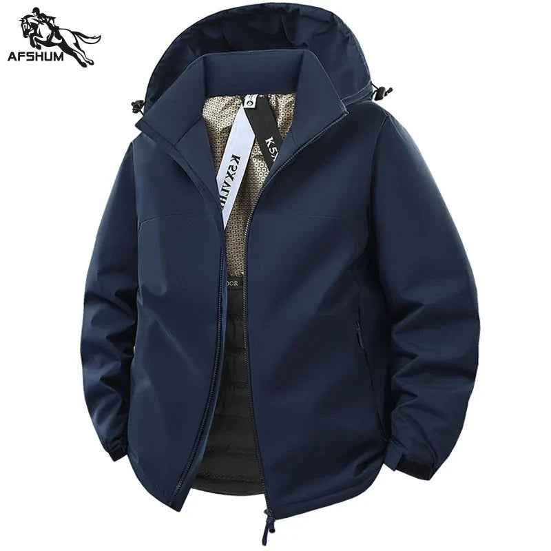 Jacket Mens Spring autumn New men jacket Solid color hooded GlowCart