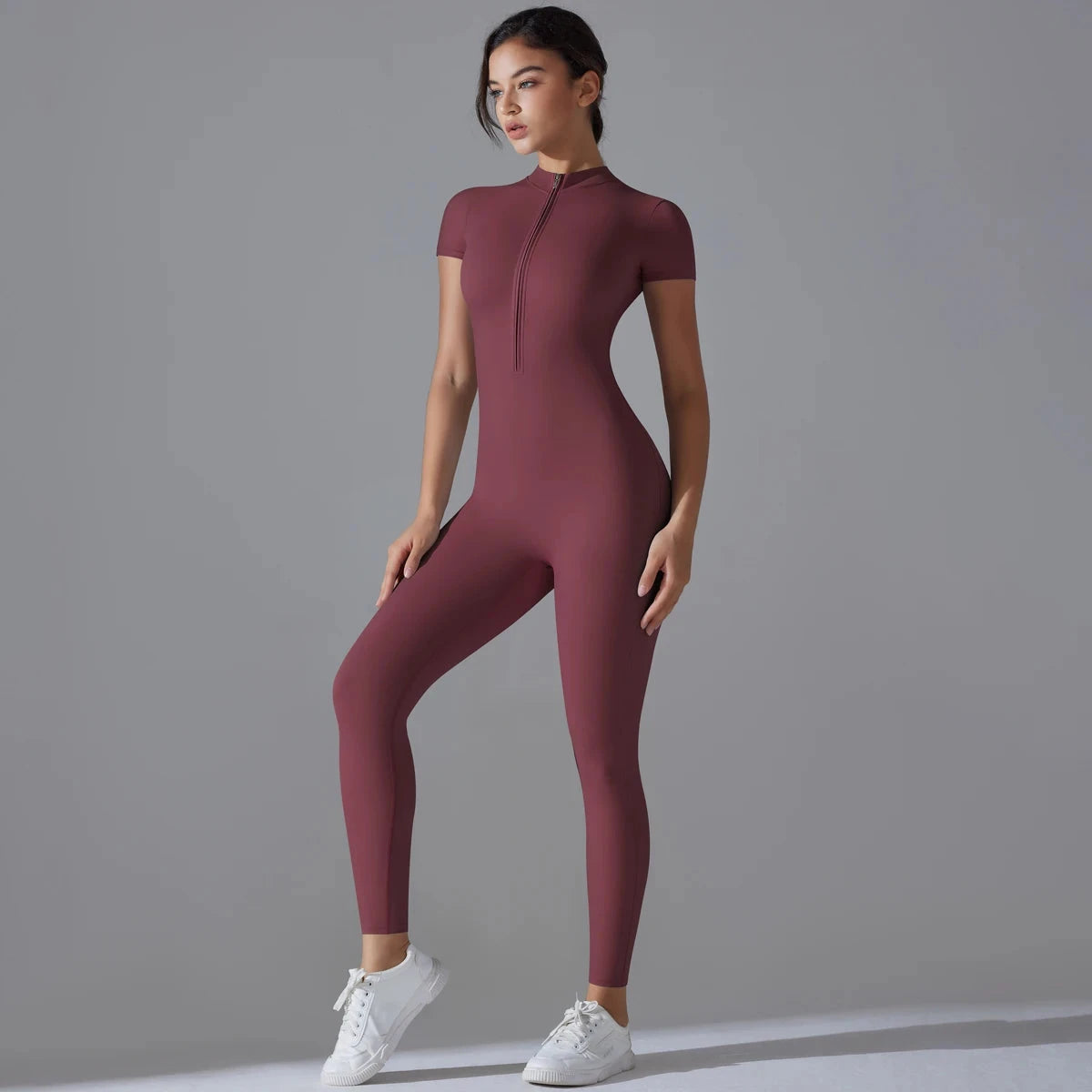 Yoga Set Women's Jumpsuits One-Piece Suit Zipper Short GlowCart
