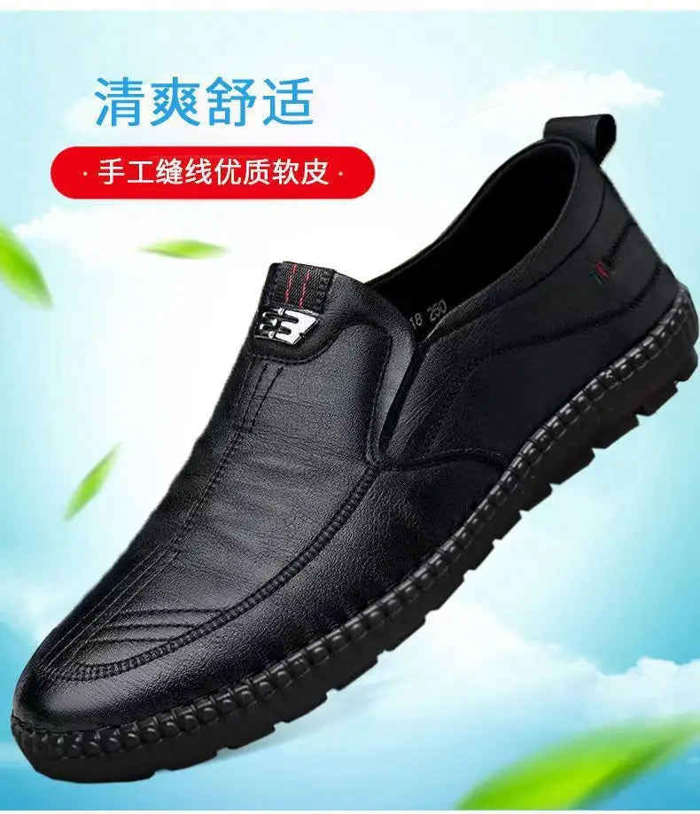 Mens PU Leather Loafers Non Slip Walking Flats Breathable