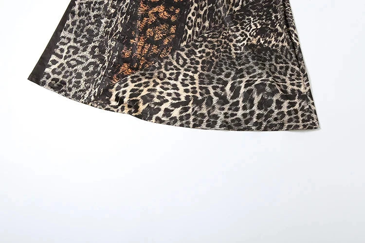 kliou Suspendency Maxi Dress Women Leopard Panelled Draped GlowCart