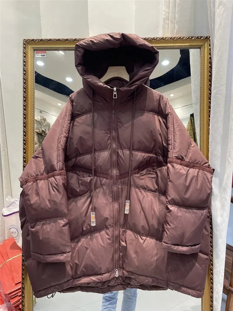 Lagabogy 2025 New Winter Women 90% White Duck Down Jacket GlowCart