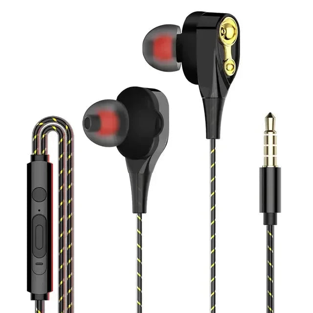 Explosive Double Moving Coil Headphones In Ear Subwoofer GlowCart