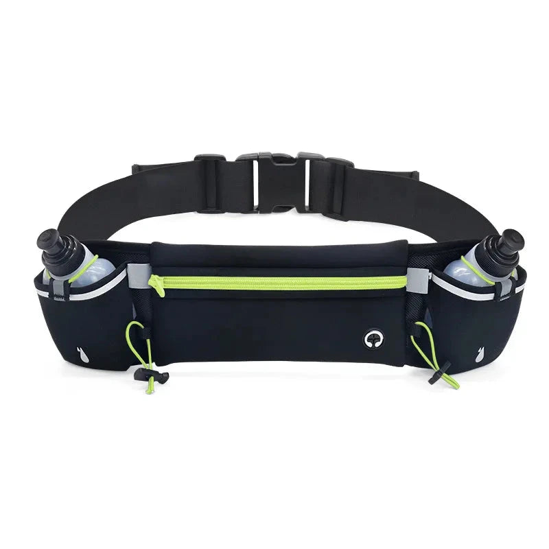 Man/Woman Marathon Trail Running Waist Pack with 2Pcs Water Bottles Sports Fanny Pack Fitness Dual Pocket Running Belt Waist Bag GlowCart