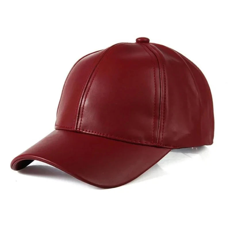 1PC Unisex Solid Men Women Baseball Cap PU Leather HIP HOP GlowCart