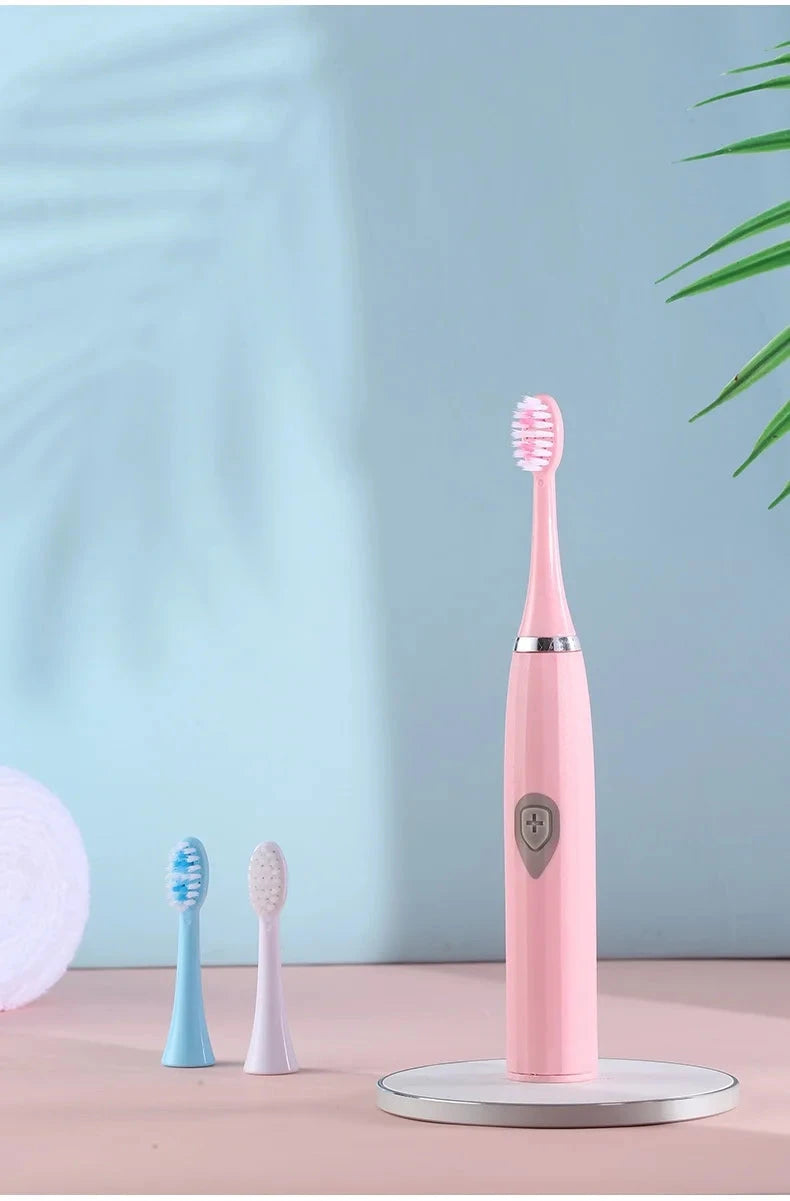 1pc White/Pink Electric Toothbrush Adult Model Soft Bristle GlowCart