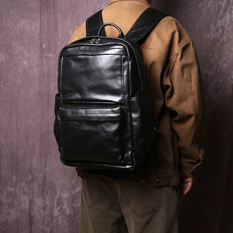 Natural Top Layer Cowhide Backpack For Men's Casual Fashion GlowCart