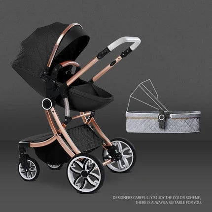 Baby Stroller 2 in 1 Can Sit Can Lie Baby Pram High Landscape bidirectional Baby Pram Shock absorption four wheels stroller GlowCart
