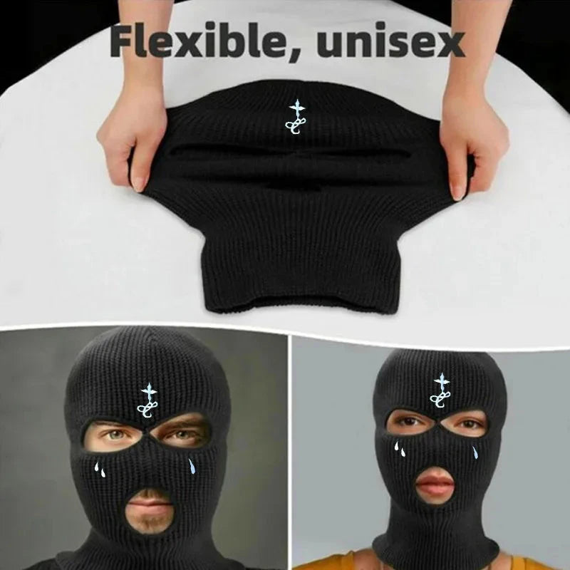 2025 Cross Embroidery Ski Mask Winter Balaclava Hat 3-Hole GlowCart