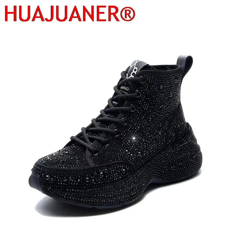 2025 Shiny Rhinestones Thick Sole Autumn Winter Short Ankle GlowCart