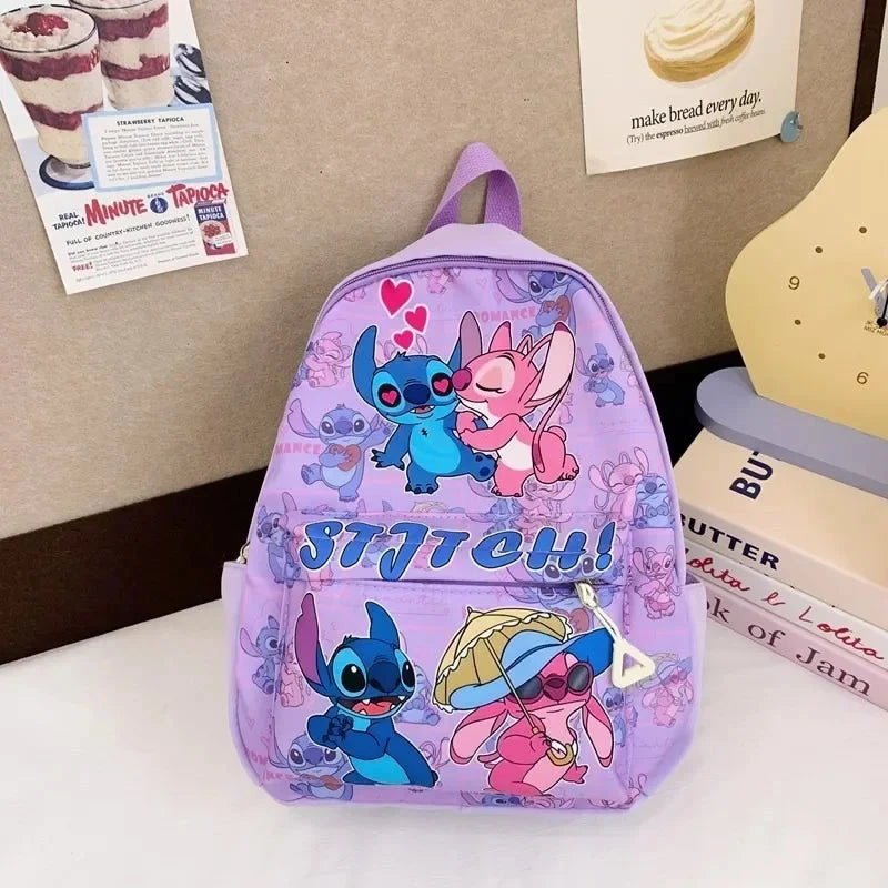 Stitch Print Backpack, Nylon Daypack, Kids And Girls College Style Schoolbag, Ideal Gift for School, Travel, Daily Commuting GlowCart