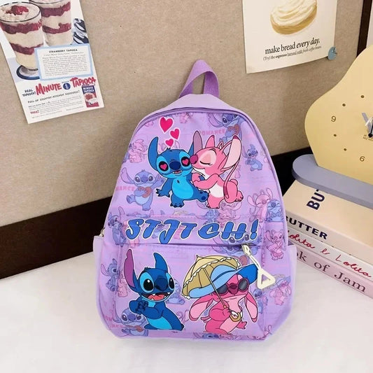 Stitch Print Backpack, Nylon Daypack, Kids And Girls College Style Schoolbag, Ideal Gift for School, Travel, Daily Commuting GlowCart