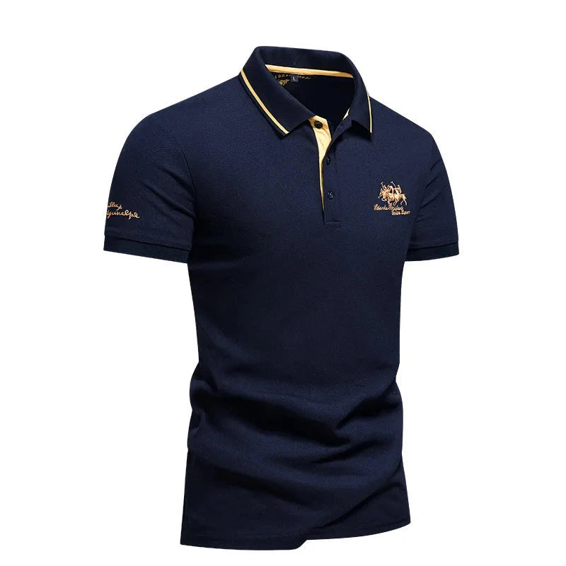 summer Men's Short Sleeve Embroidered Polo T-Shirt GlowCart