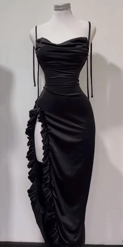 2025 Europe and America Sleeveless Backless Bodycon Dress Women Summer High Fork Party Club Evening Dresses Streetwear Sundress GlowCart