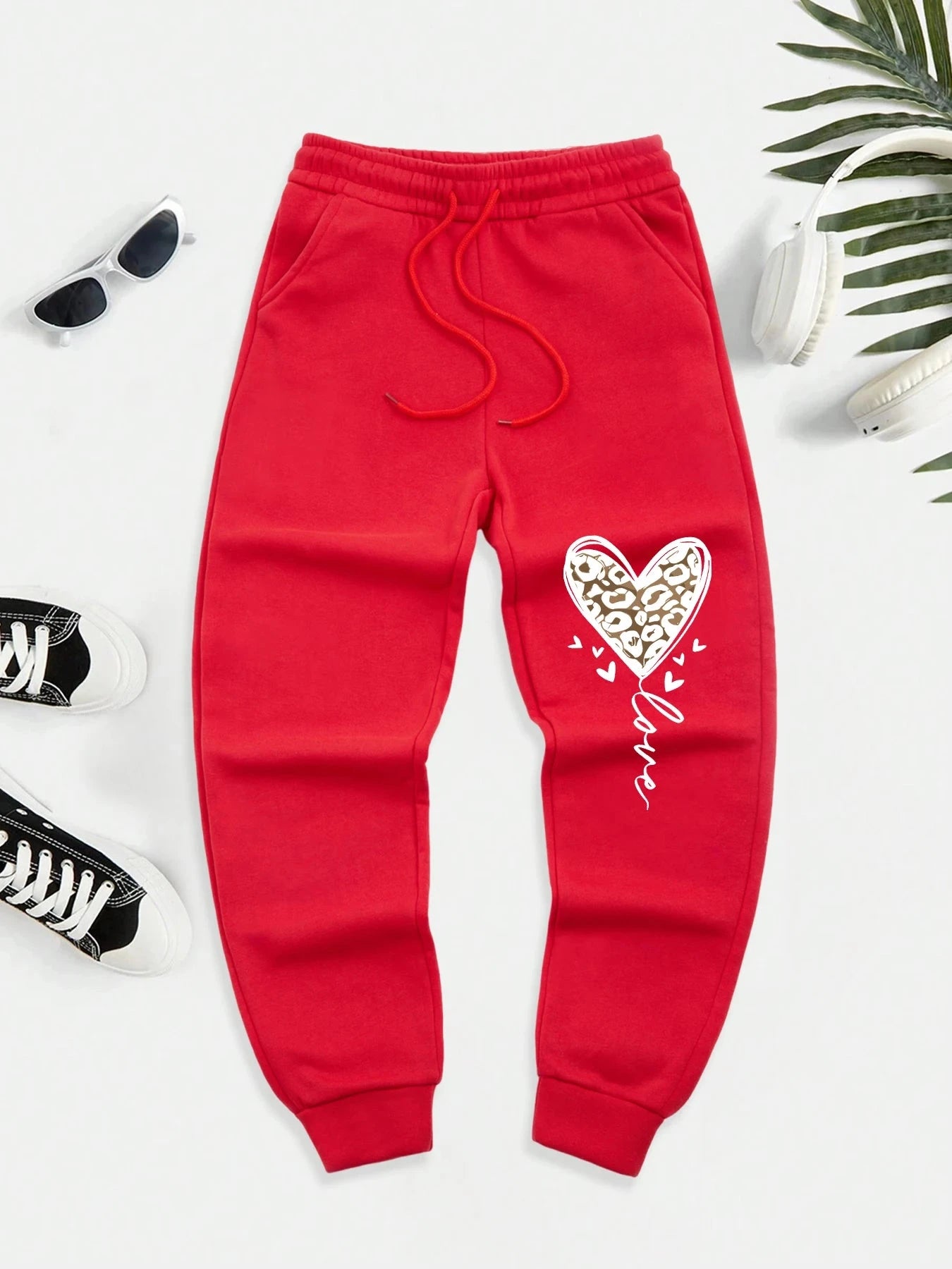 Love Leopard Print Heart Pattern Men'S Casual Basic GlowCart