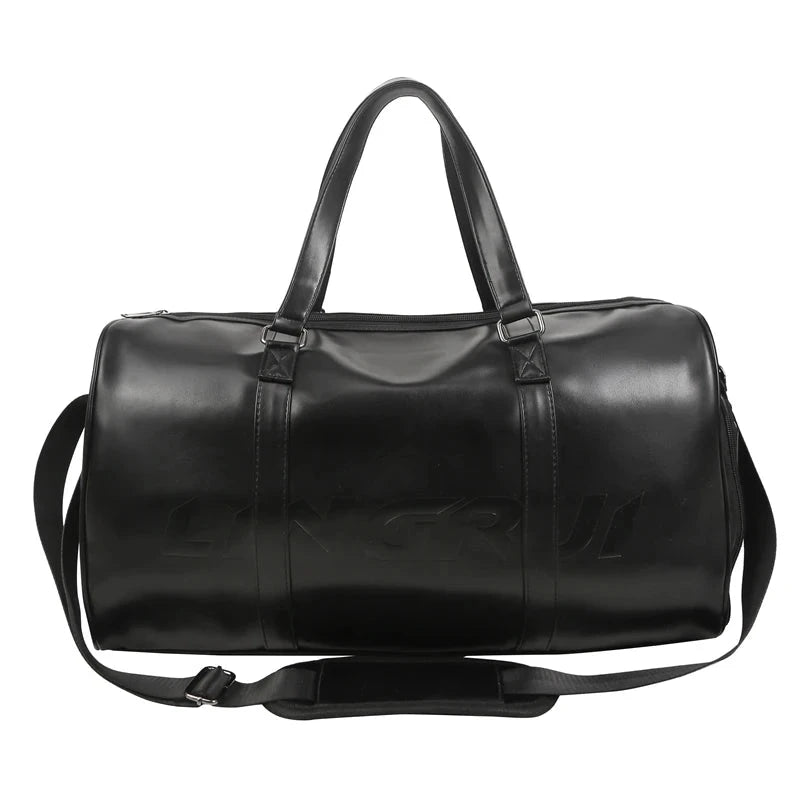 Minimalist Black PU Leather Travel Duffel Bag for Men Water GlowCart