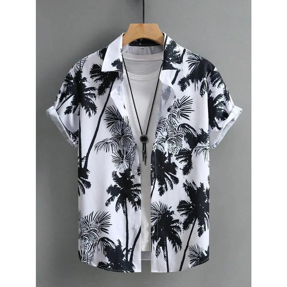 Hawaiian Shirt Man Print Casual Thin Beach Slim Fashion GlowCart