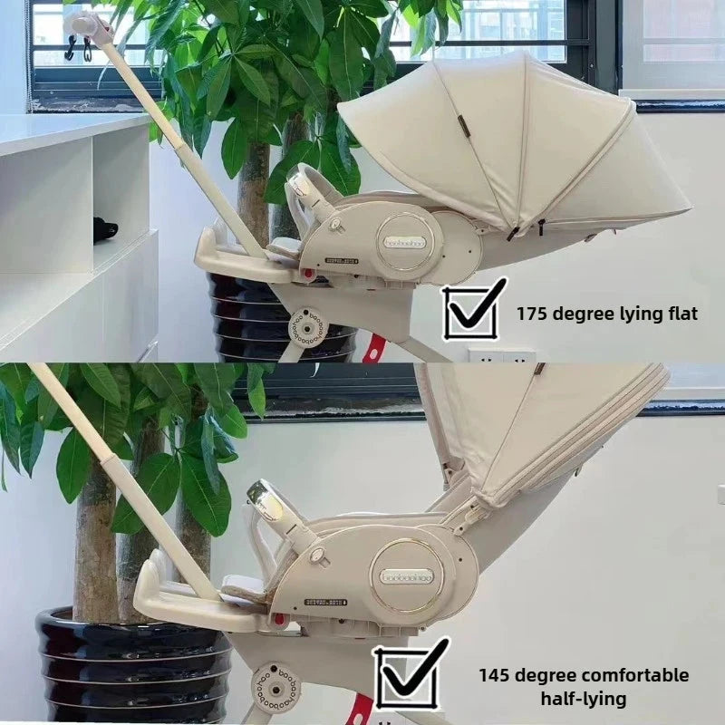 2025 New Baby Stroller A High-view, Lightweight Stroller That Can Be Sat on, Reclined, Pushed in Both Directions, and Folded. GlowCart