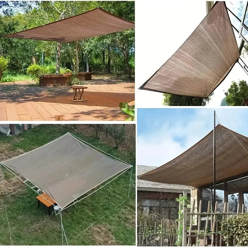 Durable Brown UV Protection Canopy - Outdoor Sun Shade Net - GlowCart