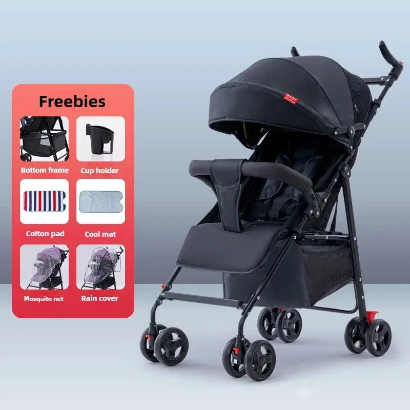 Baby Stroller Can Sit or Lie Down, Ultra-light, Portable, Simple Shock-absorbing Folding Baby BB Stroller GlowCart