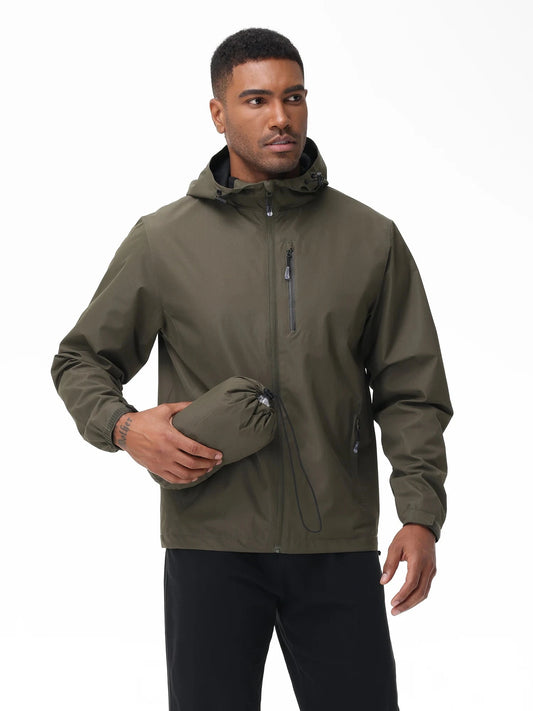 Summer Men's Waterproof Softshell Jacket with Storage Bag, GlowCart