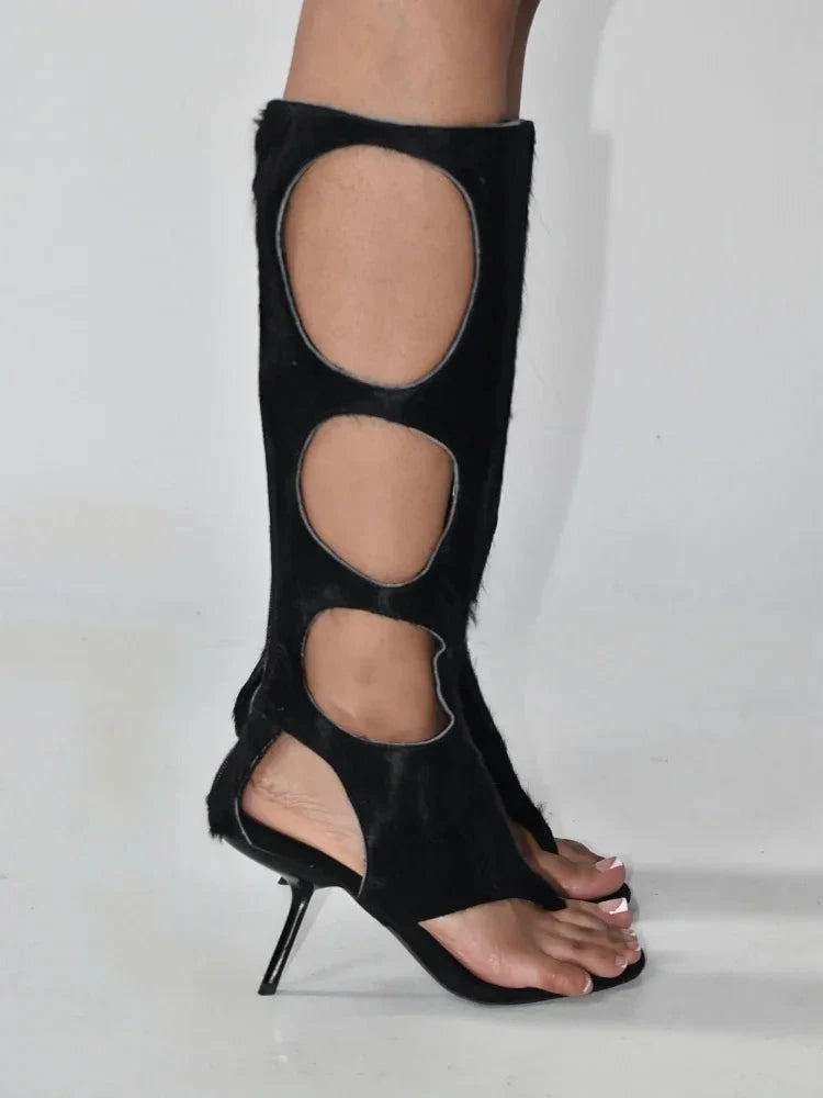 2025 New Luxury Women's Knee-High Boots | Real Horsehair GlowCart