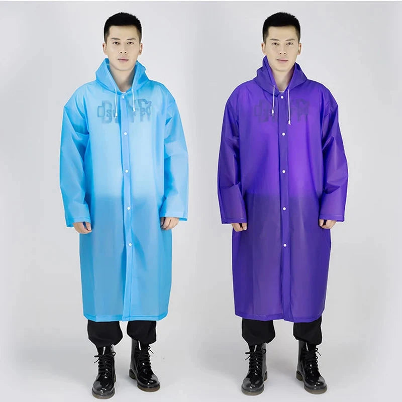 Mens Womens Waterproof Raincoats Long Jacket EVA Button GlowCart
