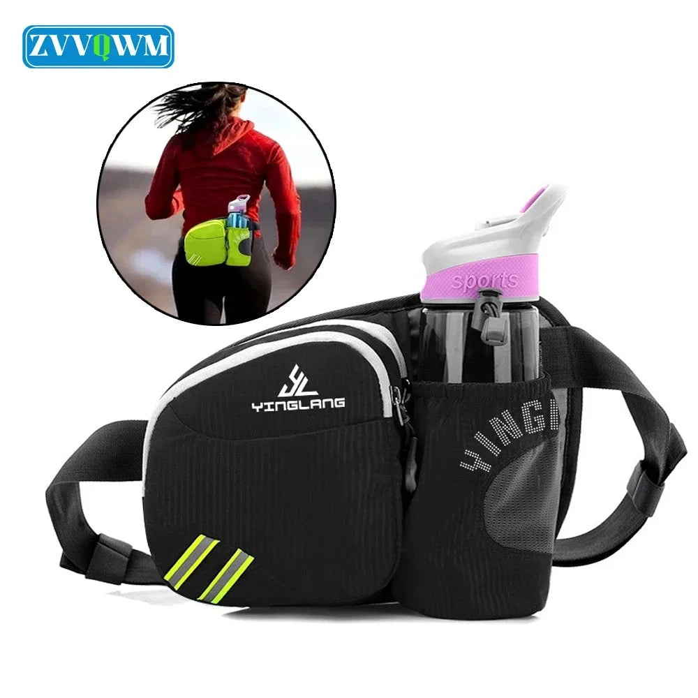 Running Belt Water Bottle Waist Pack Women Men Hiking Fanny Pack Hydration Jogging Waist Belt Water Bottle Runners Pouch GlowCart