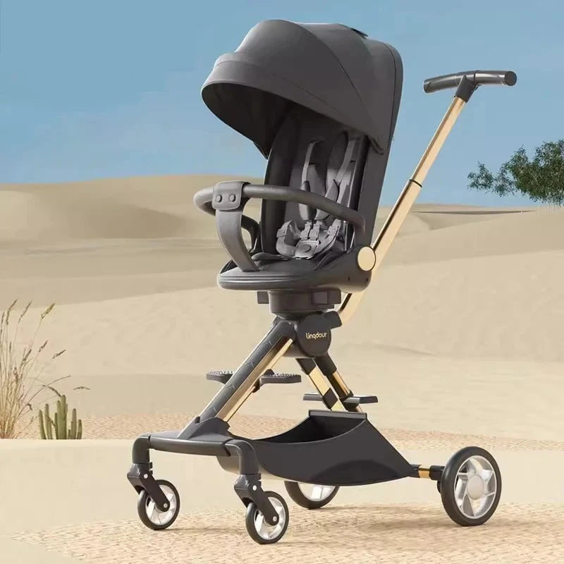 Baby Stroller Can Sit or Lie Down a Button Folding Lightweight Carrying High Landscape Mobile Dining Chair Two-way Stroller GlowCart