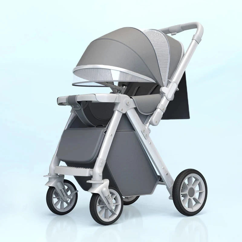 Luxury Baby Stroller Can Sit and Lie Down High Landscape Lightweight One Button Folding Two-way Push Four Wheel Shock Absorption GlowCart