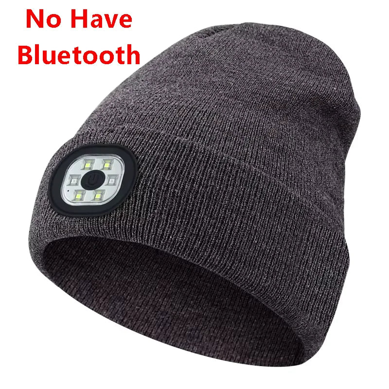 Can be equipped with Wireless Bluetooth music knitted hat new outdoorledlighting rechargeable detachable luminous sleeve cap GlowCart